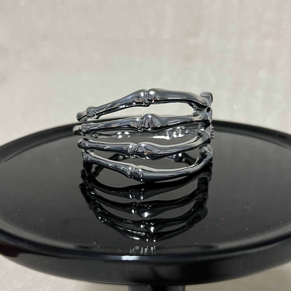 Skeleton Hand Hinge Bracelet, Silver Tone